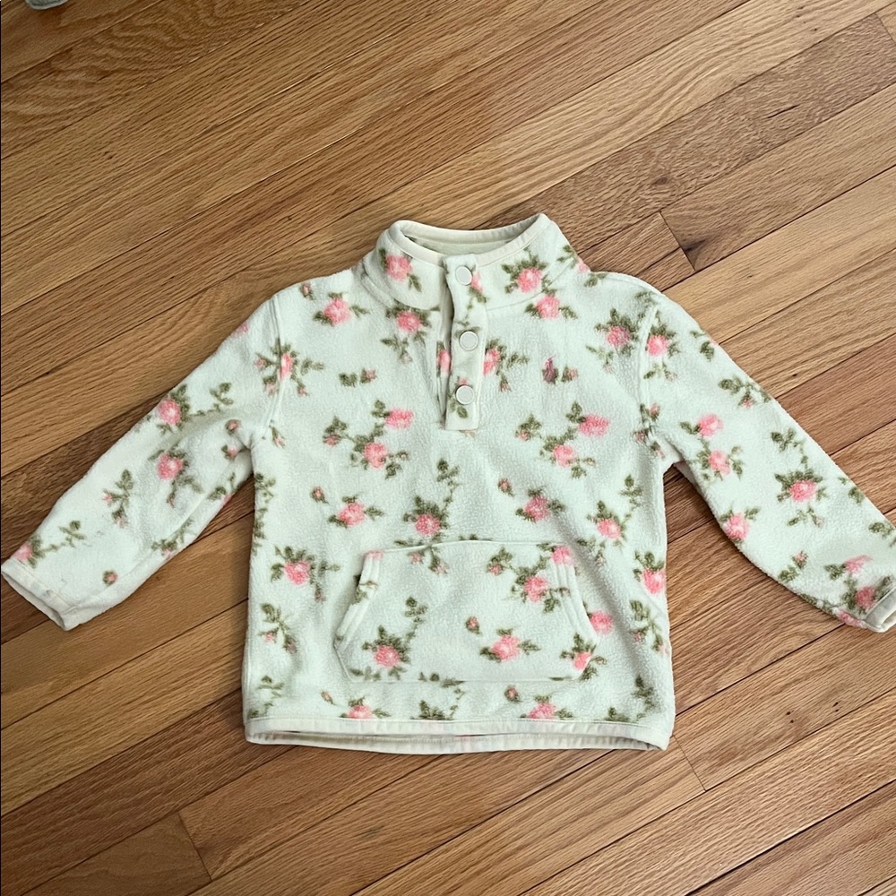 Ralph Lauren Kids Floral Fleece Pullover - Cream and Pink